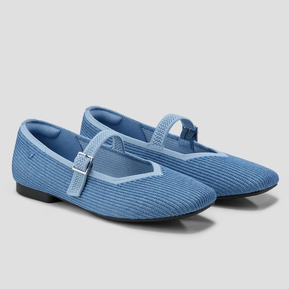 Vivaia Margot Mary Jane Comfort Old Money Washable Arch Support Flats Denim 9 - Picture 4 of 8